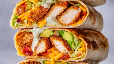 Crispy Chicken Avocado Ranch Wrap with Fresh Veggies